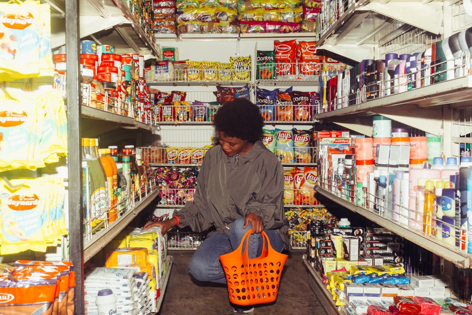 Stocked shelves in a retail store after a restocking run